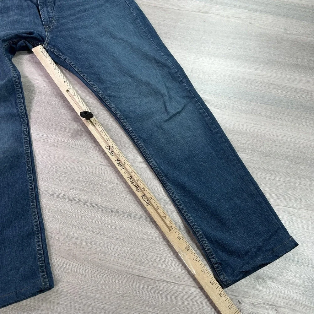 Levis 514 Jeans Mens 36x30 Blue Straight Leg Stretch Denim Classic Medium Wash ^